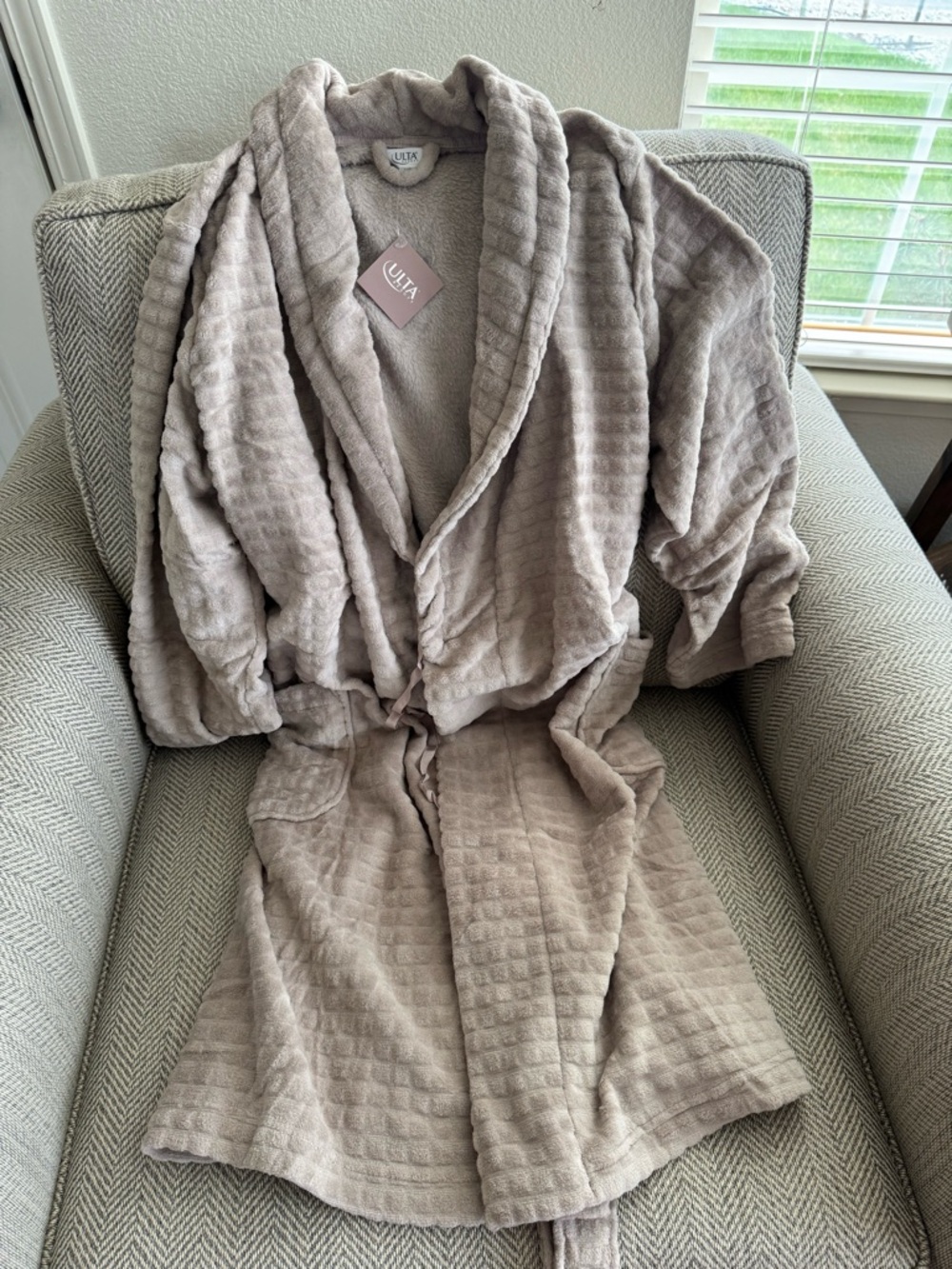 Ulta Beauty Plush Waffle Robe - Taupe/Beige
